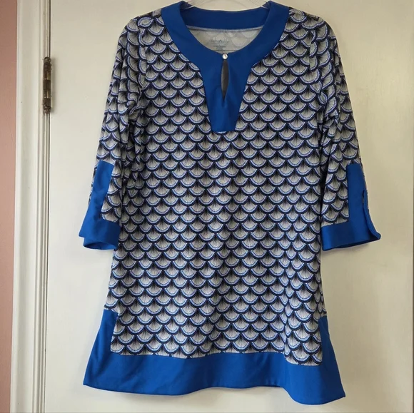 CABANA LIFE Tunic Top Blue Clamshell Large - Picture 1 of 8